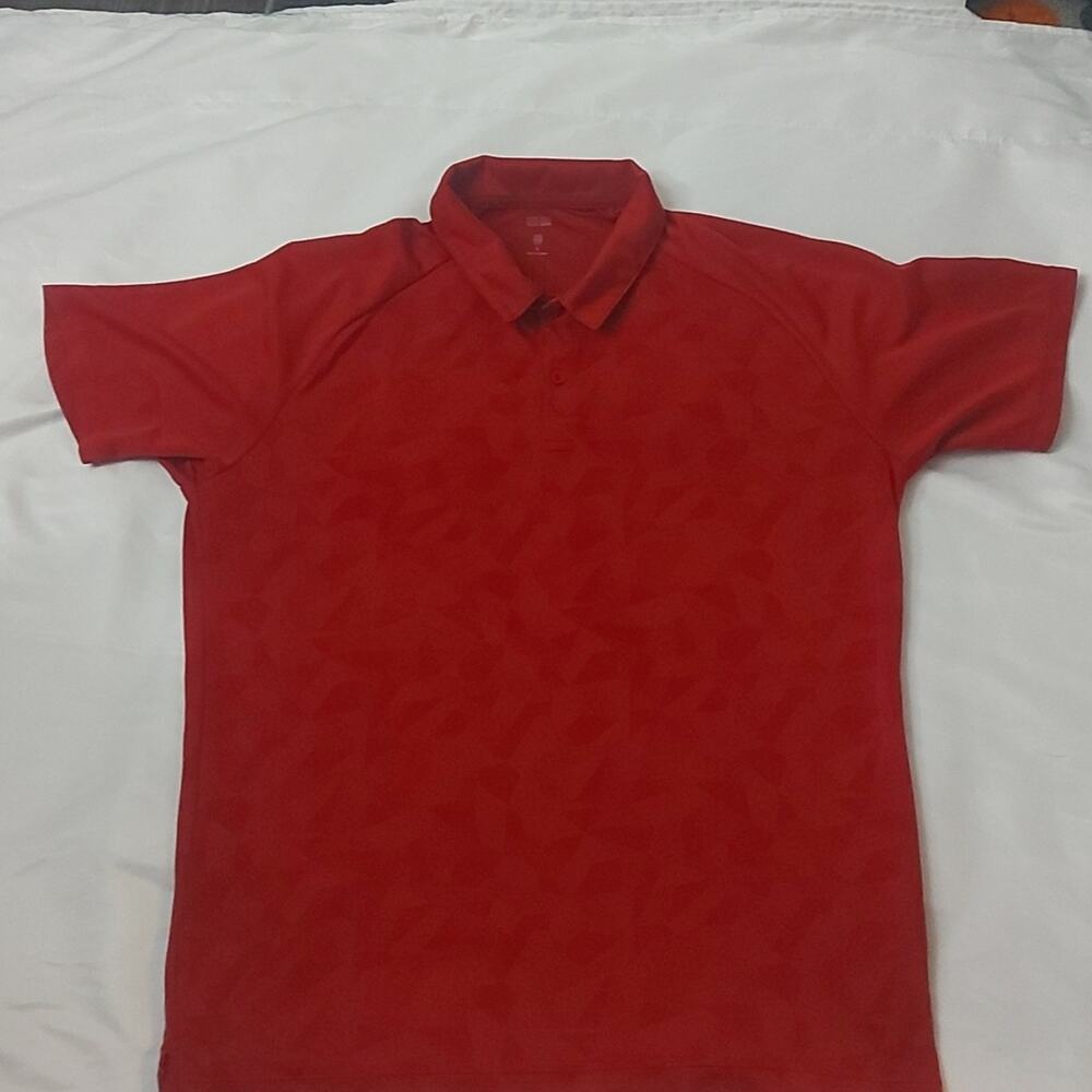 Uniqlo Red Pattern Polo Short Sleeve T-Shirt L Preppy Casual Japanese Classic
